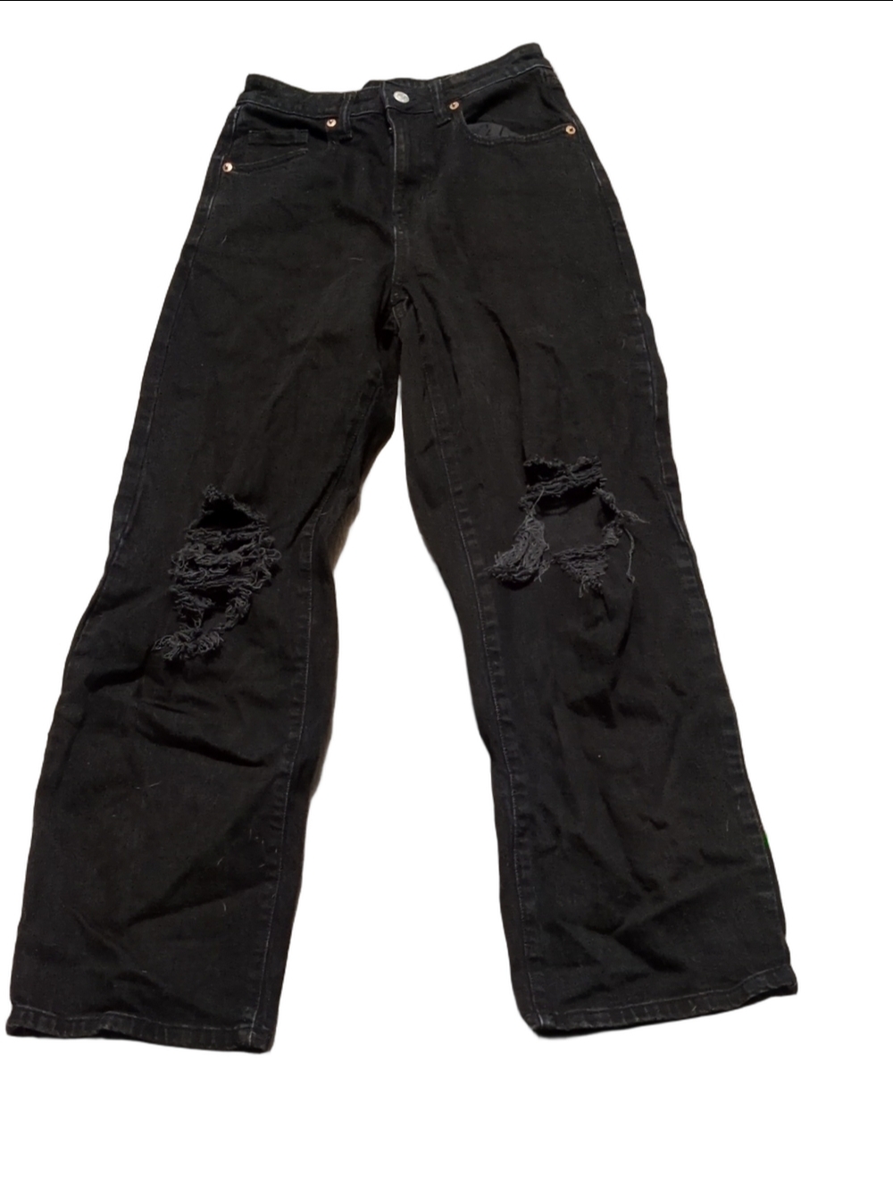 Wild Fable Black High Rise Destructed Baggy Jeans Size 0/25R